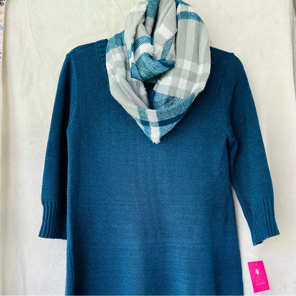 2 piece girls winter dress with scarf
